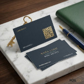 Quiet Luxury Navy Gold Real Estate Agent Minimalis 名刺