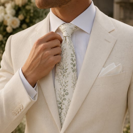 Quiet Luxury Sage ユーカリの野の花 ネクタイ