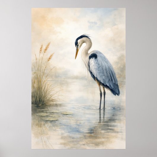Quiet Marsh Heron | Blue Heron | Poster ポスター (正面)