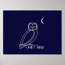 Quiet Mind フクロウ – シンプルな夜の知恵デザイン ポスター