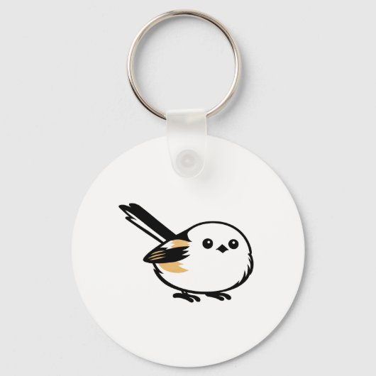 Quiet Minimal Long-Tailed Tit Illustration キーホルダー (正面)