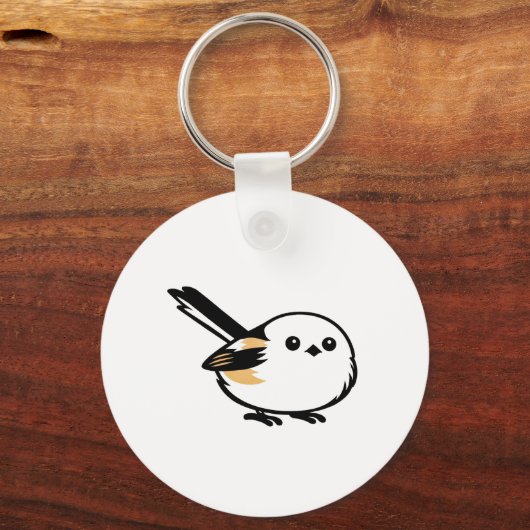 Quiet Minimal Long-Tailed Tit Illustration キーホルダー (正面)