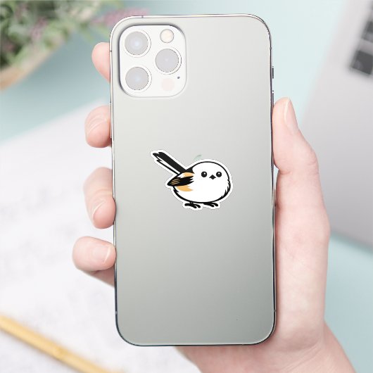 Quiet Minimal Long-Tailed Tit Illustration シール (スマートフォン)
