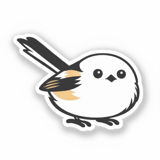 Quiet Minimal Long-Tailed Tit Illustration シール (正面)