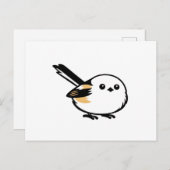 Quiet Minimal Long-Tailed Tit Illustration ポストカード (正面/裏面)
