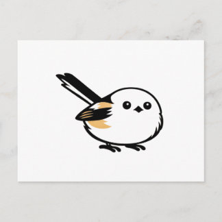 Quiet Minimal Long-Tailed Tit Illustration ポストカード