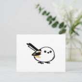 Quiet Minimal Long-Tailed Tit Illustration ポストカード (スタンド正面)