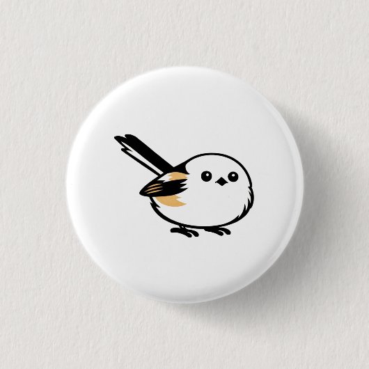 Quiet Minimal Long-Tailed Tit Illustration 缶バッジ (正面)