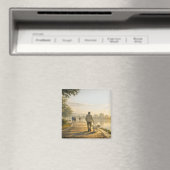 Quiet Morning Walk – 2" Square Art Magnet マグネット (インサイチュ (食洗機))