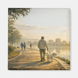 Quiet Morning Walk – 2" Square Art Magnet マグネット