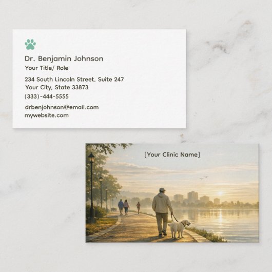 Quiet Morning Walk – Veterinary Business Card 名刺 (正面/裏面)