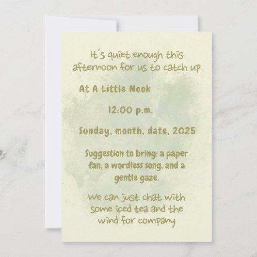 Quiet Noon & Whispering Leaves - Calm Summer Invit 招待状 (裏面)