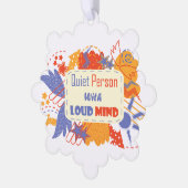 Quiet Person With Loud Mind blue yellow オーナメントカード (左)