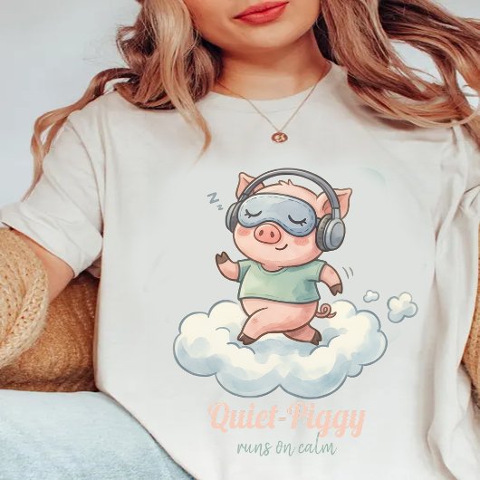 Quiet-Piggy Runs on Calm,Funny piggy トライブレンドTシャツ
