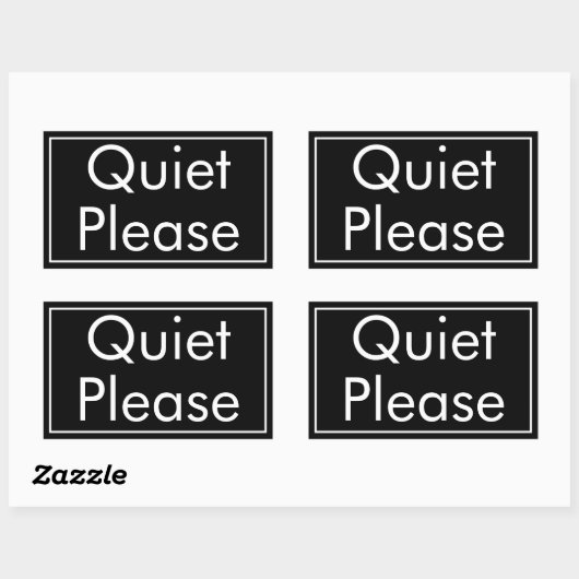 Quiet Please Label in Rectangular Bold Format 長方形シール (シート)