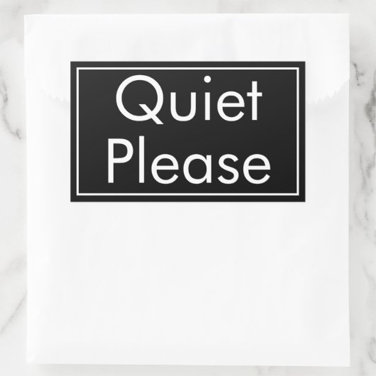Quiet Please Label in Rectangular Bold Format 長方形シール (バッグ)