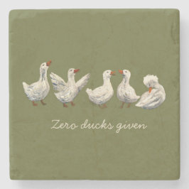Quiet Quack: White Duck Starry Night Goose ストーンコースター
