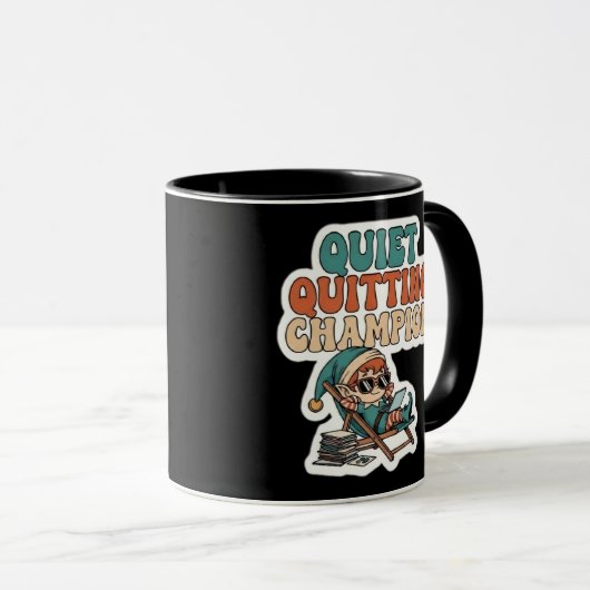 Quiet Quitting Elf Funny Office Humor Coffee Mug マグカップ (正面右)