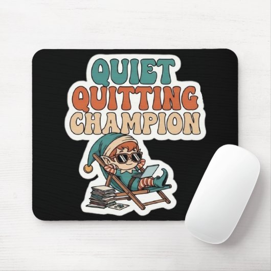 Quiet Quitting Elf Funny Office Humor Dark Mode  マウスパッド (マウス)