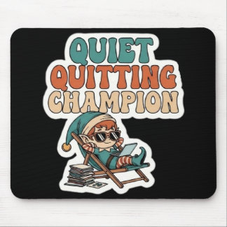 Quiet Quitting Elf Funny Office Humor Dark Mode マウスパッド