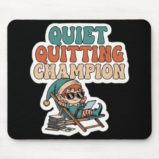 Quiet Quitting Elf Funny Office Humor Dark Mode  マウスパッド (正面)