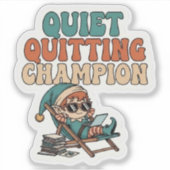 Quiet Quitting Elf Funny Office Humor Vinyl シール (正面)