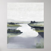 Quiet River Valley Minimal Abstract Landscape ポスター (正面)