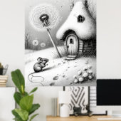 🐭 Quiet Snow Cottage Wonder ❄️🏡 ポスター (ホームオフィス)