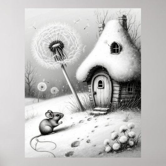 🐭 Quiet Snow Cottage Wonder ❄️🏡 ポスター (正面)