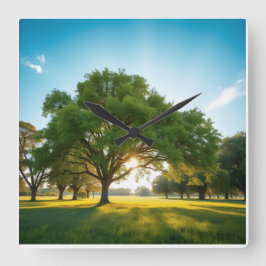 Quiet Time With a Big Tree  スクエア壁時計