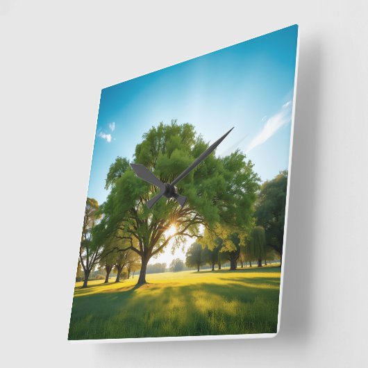 Quiet Time With a Big Tree  スクエア壁時計 (傾斜)