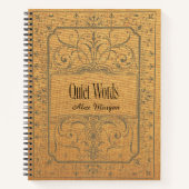 'Quiet Words' ベージュの花柄ジャーナルギフト 名入れ ノートブック (正面)