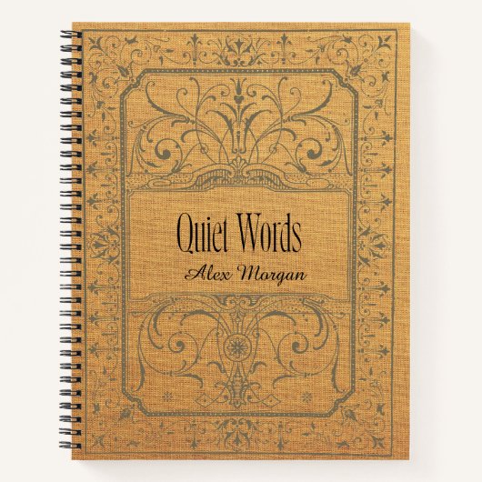' Quiet Words' Beige Floral Journal Gift with Name ノートブック (正面)