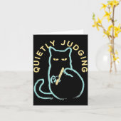 Quietly Judging Funny Novelty Cat Lover Cat Owner  カード (黄色い花)