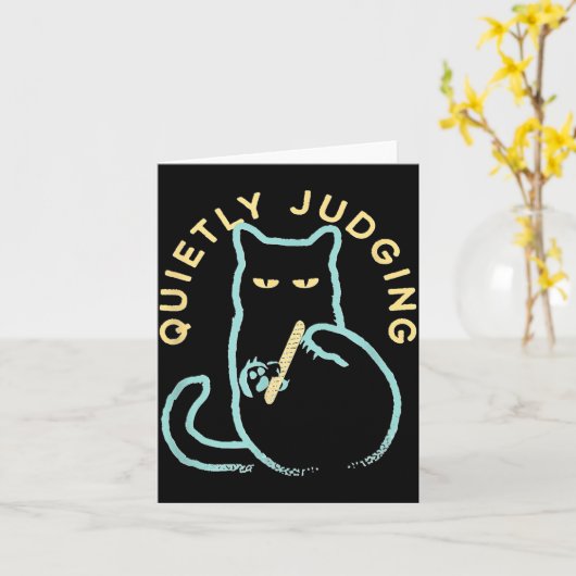 Quietly Judging Funny Novelty Cat Lover Cat Owner  カード (黄色い花)