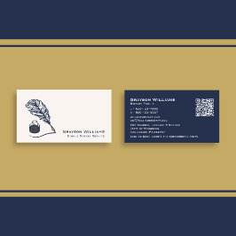 Quill QRコード海軍モバイル公証人ビジネスカード 名刺