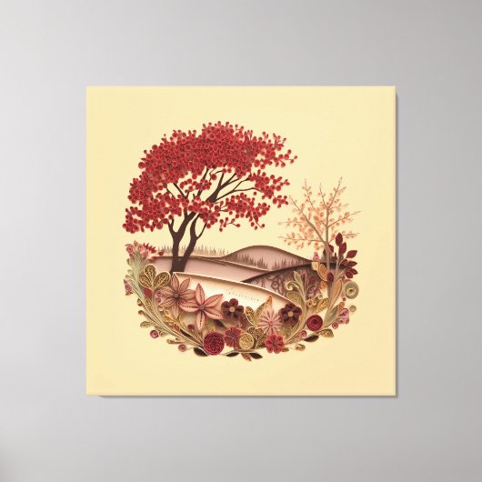 Quilling Design Countryside in Autumn キャンバスプリント (正面)