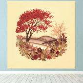 Quilling Design Countryside in Autumn キャンバスプリント (インサイチュ (ウッドフロア))