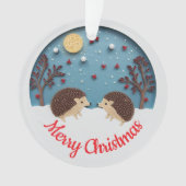 Quilling effect 2 hedgehogs at Christmas オーナメント (正面)