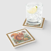 Quilling Effect Red Squirrel in Autumn ストーンコースター (横)