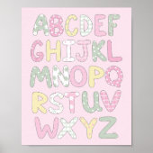 Quilt Art Print Set: Alphabet on Pink Background ポスター (正面)