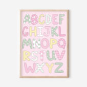 Quilt Art Print Set: Alphabet on Pink Background ポスター