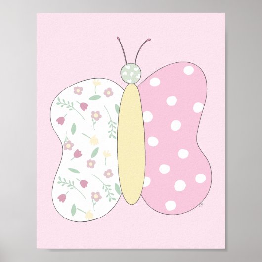 Quilt Art Print Set: Butterfly Pink Gallery Wall ポスター (正面)