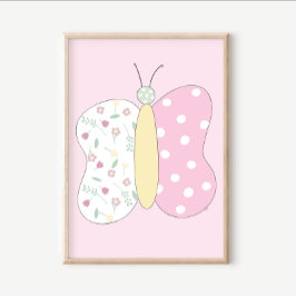 Quilt Art Print Set: Butterfly Pink Gallery Wall ポスター