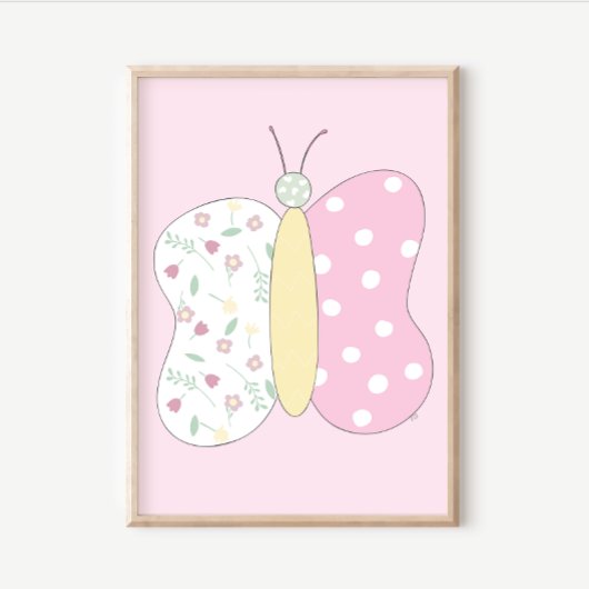Quilt Art Print Set: Butterfly Pink Gallery Wall ポスター