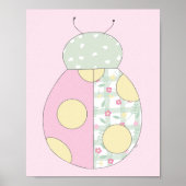 Quilt Art Print Set: Ladybug on Pink Background ポスター (正面)