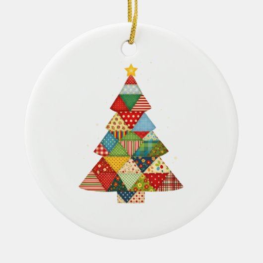 Quilt Christmas Tree Festive Quilt Lovers  セラミックオーナメント (正面)