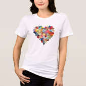 QUILT HEART I love quilting Quilter fabric collage トライブレンドＴシャツ (正面)