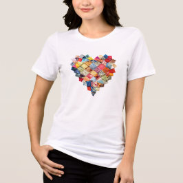 QUILT HEART I love quilting Quilter fabric collage トライブレンドTシャツ