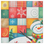 Quilt Look Patchwork Christmas Snowman ファブリック (クローズアップ)